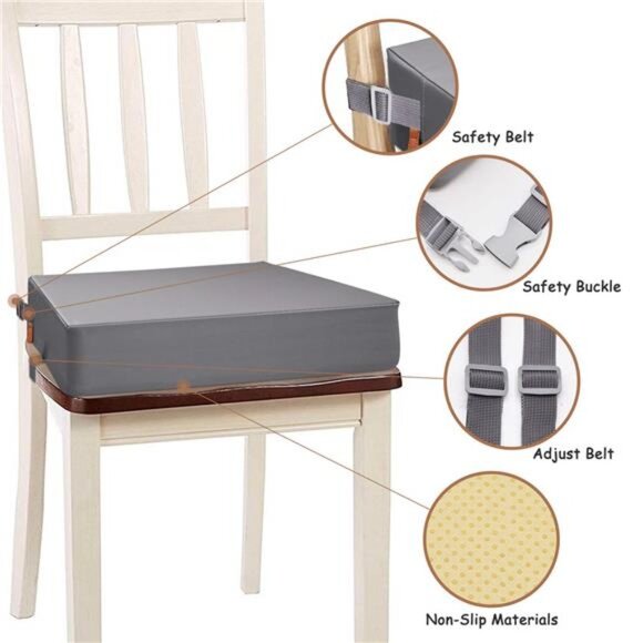 Toddler Booster Seat Dining Table Portable Non Slip PU Washable Travel Cushion - Picture 4 of 7